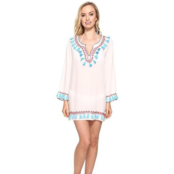 Bindya Other - Bindya boho tassels long sleeve tunic coverup Bindya Other - Bindya boho tassels long sleeve tunic coverup